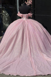 Off-Shoulder Ball Gown Beaded Pleated Tulle Quinceanera Dress for Sweet 16 & Birthday Parties